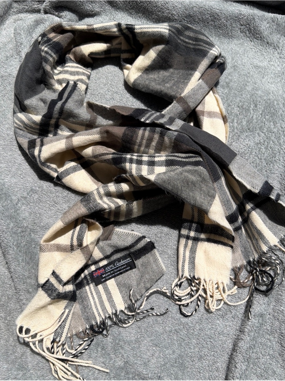 100% Cashmere Plaid Scarf Made in Scotland Vintage Scottish Unisex Designer